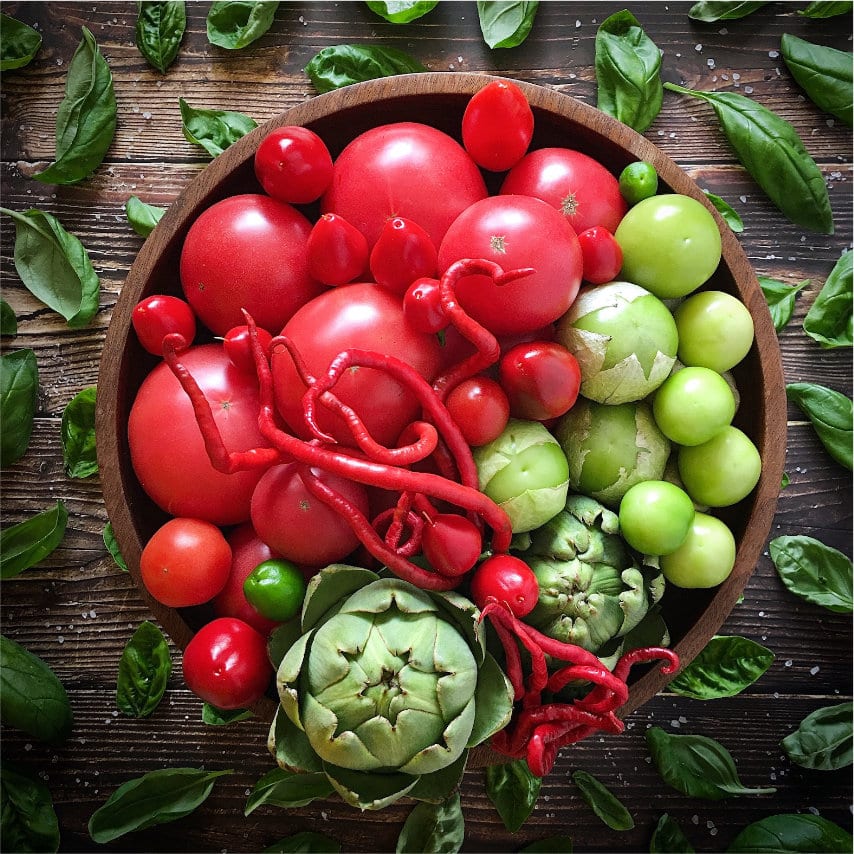 Tomatoes and tomatillos